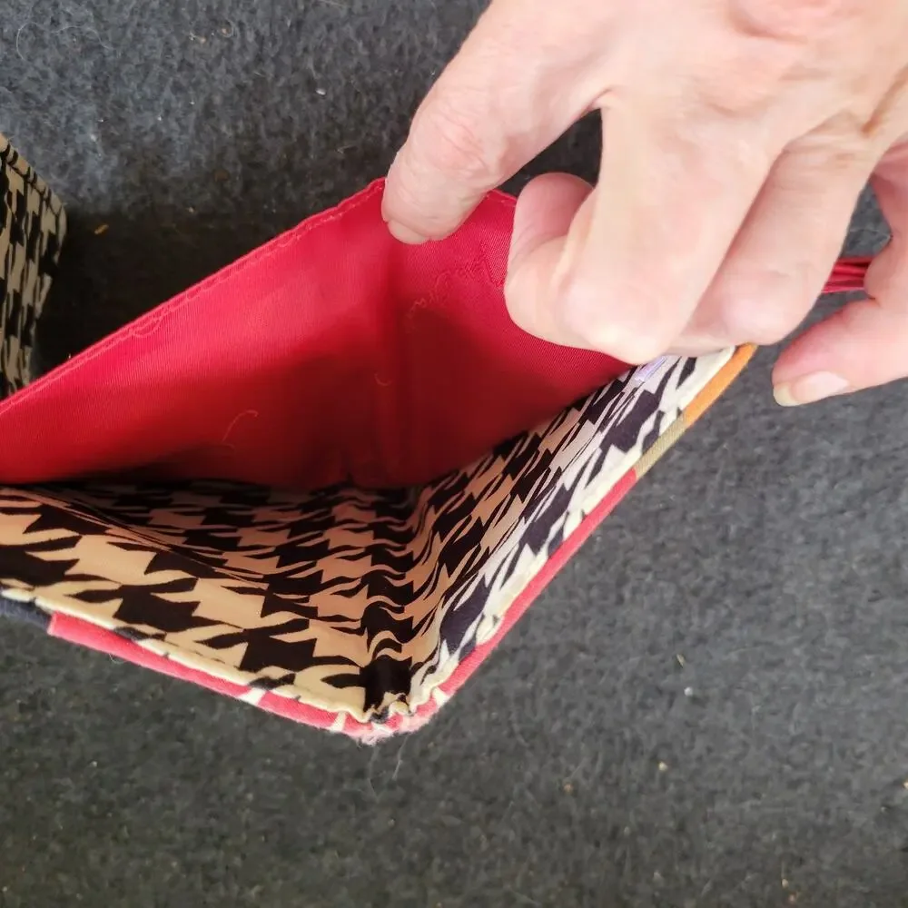 Vera Bradley Bittersweet Euro Wallet Quilted Floral Black Red Gold Retro Colorfu